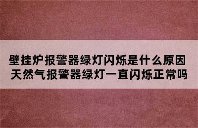 壁挂炉报警器绿灯闪烁是什么原因 天然气报警器绿灯一直闪烁正常吗